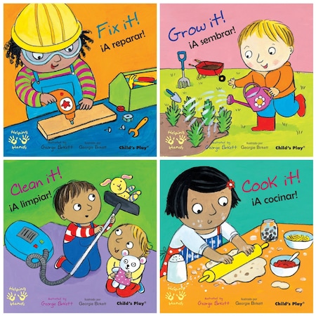 Childs Play Books Helping Hands/Manos Amigas Bilingual Books, Set of 4, 4PK CPHH